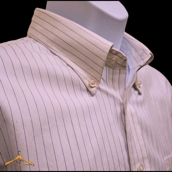 Jos. A. Bank Other - Jos. A. Bank Dress Shirt - 17.5x35, White w/Blue Stripes, Button Down Collar